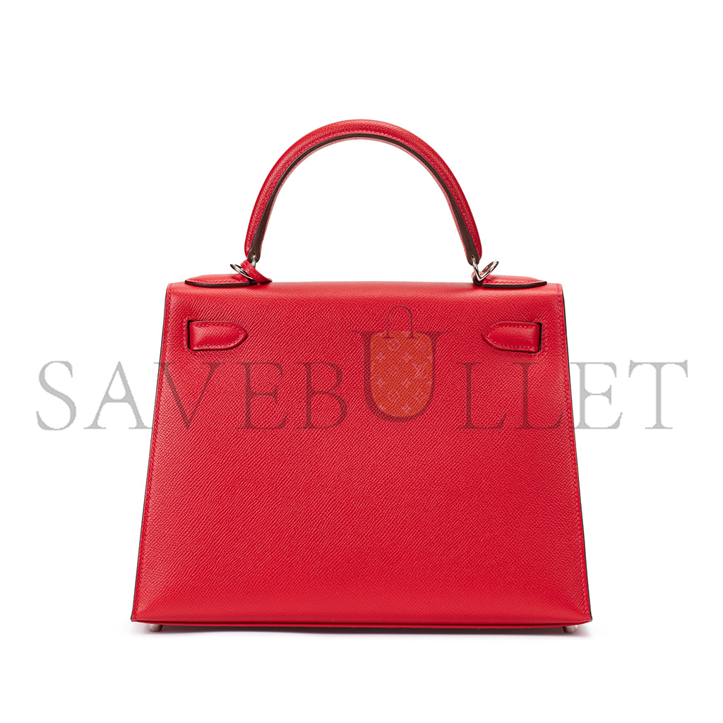 H**mes rouge casaque epsom sellier kelly 25 palladium hardware (25*17*7cm)
